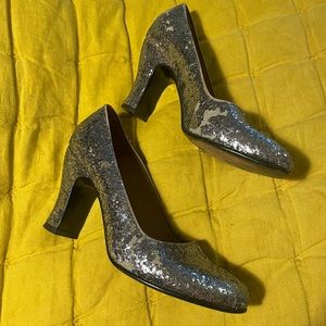 Glittery silver project Fluevogs 8.5